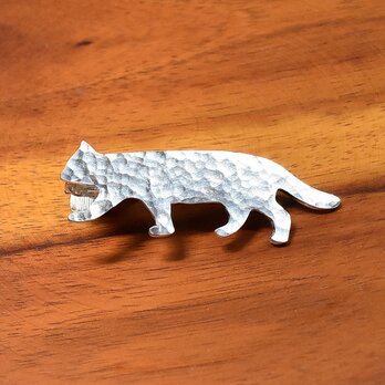 猫 シルエット 槌目模様 シルバーネクタイピンの画像