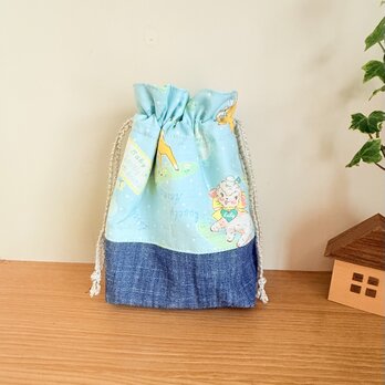 保温保冷シート付き巾着袋（おにぎり、ドリンク入れに）レトロアニマル