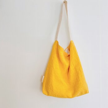 天日干しリネンワンショルダーbag　黄色の画像
