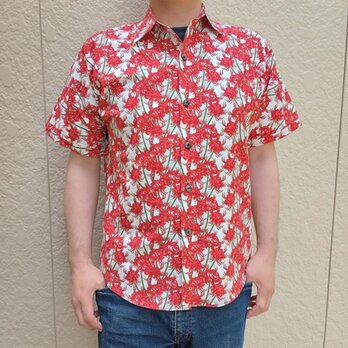 半袖和柄シャツ（彼岸花）の画像