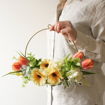 春色チューリップとラナンキュラスのリングリース