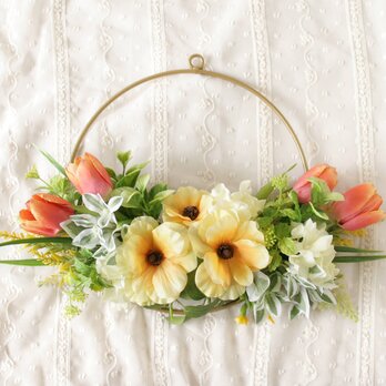 春色チューリップとラナンキュラスのリングリース