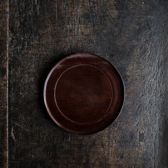 深みのある色味◆時代物　拭き漆銘々皿　中皿　菓子皿　骨董/antiques　古民家　古道具 i2の画像