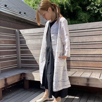 麻上布着物のリメイク 前開きワンピースの画像
