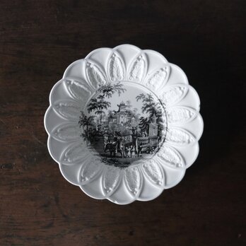 David Johnston Bordeaux ボルドー 花の形 グリザイユ皿 フランス アンティーク 0502180の画像