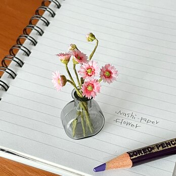 《和紙の花》花瓶＆ピンクのガーベラの花束の画像
