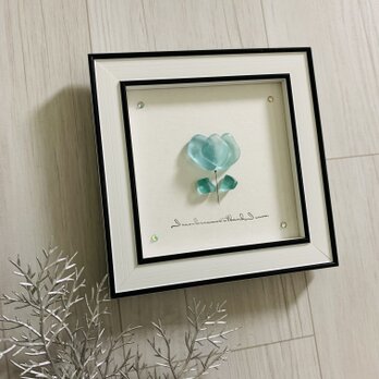 シーグラスアート 癒しの光 花 海の宝石 ガラス細工 インテリア雑貨 置物 観葉植物  北欧ガラス細工 贈り物 プレゼント