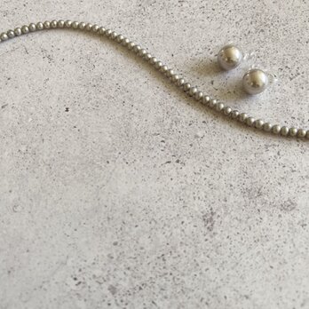 Pearls Necklaces:Gray Silver淡水パールネックレス43ｃｍ～48.5ｃｍ グレー/シルバーグレーの画像