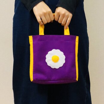 フェルトのミニトートバッグ　紫×黄色の画像