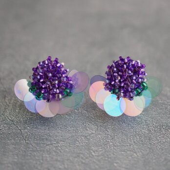『Beadspan round 粒々 』（紫陽花）イヤリング/ピアス【受注】の画像
