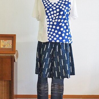 ps0001　着物リメイク 幾何学文様 木綿絣のショートパンツ/ kimonoの画像