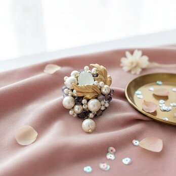 リーフとパールのブローチ（K1225)