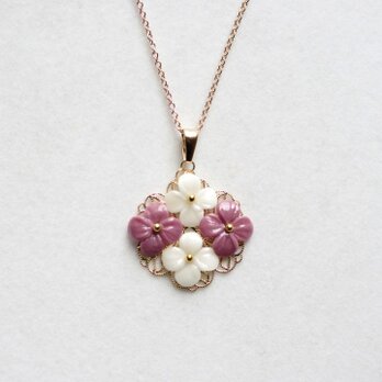 【受注製作】クレイアート　紫陽花のペンダント〈たわむれ〉の画像