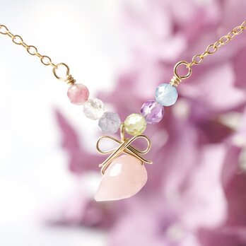 「紫陽花の花束」天然石リボンネックレスの画像