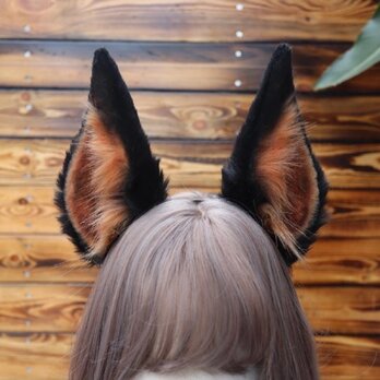 【受注生産】ドービン犬耳カチューシャ 手作 リアルな毛皮のような ヘアアクセサリー シミュレーション 動物の耳 ロリータの画像