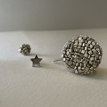 【銀色のかけら】フックとピアスの3点セット 金属ｱﾚﾙｷﾞｰ対応hp001の画像