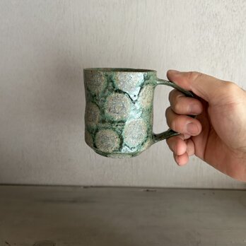 緑釉円文マグの画像