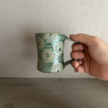 緑釉円文マグの画像