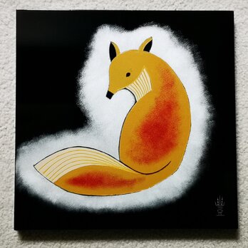 漆卓上額「きつね」の画像