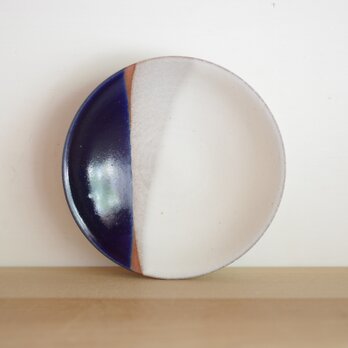 ソース皿・中・white & darkblueの画像