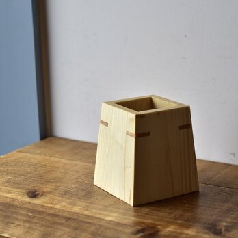 【 木工 】 ホワイトウッド端材 で作った 四角形のペン立て【C】　オイル仕上げ　無垢材　ペンスタンドの画像