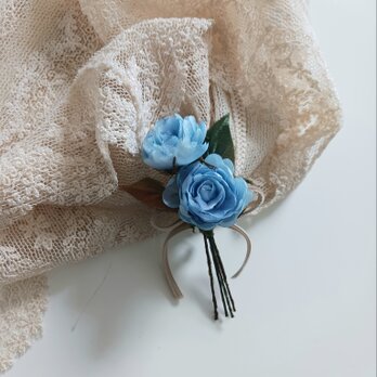 染め布花＊お洒落なミニ薔薇のコサージュの画像