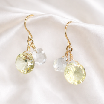 【イヤリング交換可能　ピアス】　イエロークォーツ　クォーツ