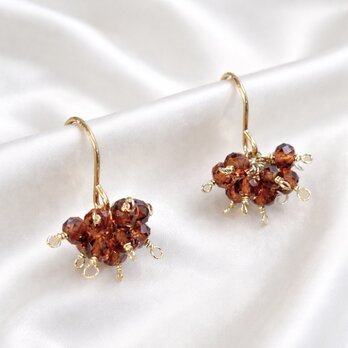 【イヤリング交換可能　ピアス】　スペサルティンアルマンディンガーネット