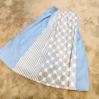 めっちゃ涼しいコットンストライプのパッチワークスカートの画像
