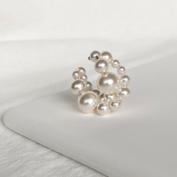Cross Pearl  Large  イヤーカフ　パール　クリスタルパールの画像