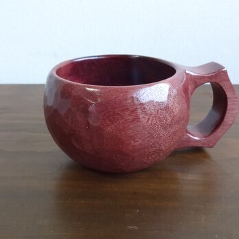 パープルハートの木の一木彫りコーヒーカップの画像