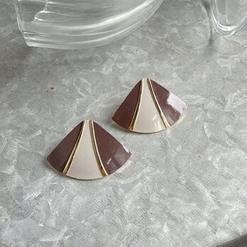 P669-【 Bergere 】ベルジェール・ヴィンテージピアス U.S.A. Purple Gray Enamel Paintの画像