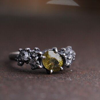 Wild Crystal & Yellow Grossular Garnet Ringの画像