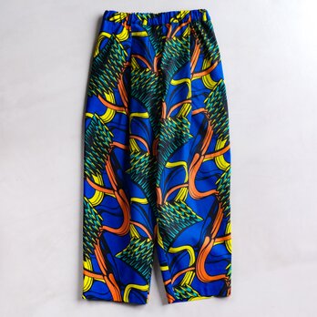 アフリカンワックスプリント　タックパンツ Blue Parrotsの画像