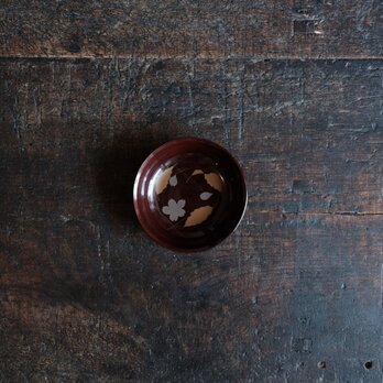 桜とリーフ◆深い色味　時代蒔絵漆木皿　古民家　古道具　　骨董・antiques 丁寧な暮らしに　昭和初期