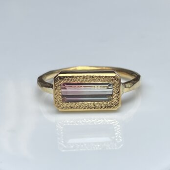 バイカラートルマリン　0.89ct　ピンクからクリアー　淡くはかない移ろい　シルバーSV925リングの画像