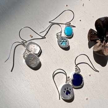 こっそり猫を愛でるジュエリー　ピアス　銀製　ラピスラズリ