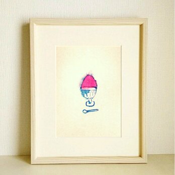 ドローイング作品｜原画「かき氷」※木製額縁入り（インチサイズ）の画像