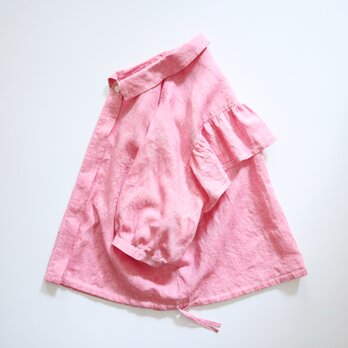 back frill wide shirt ( linen/red chambray )の画像