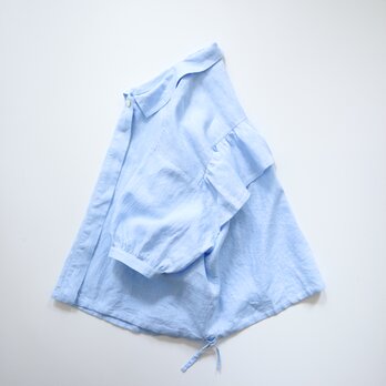 back frill wide shirt ( linen/blue chambray )の画像