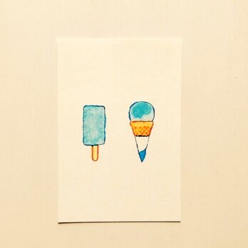 ㊹「ソーダアイス」ポストカード同柄3枚セット　絵葉書 メッセージカード イラスト　送料無料