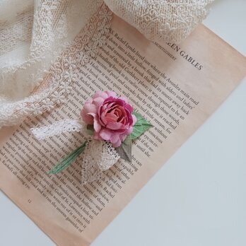 染め布花＊ミニ薔薇のコサージュの画像