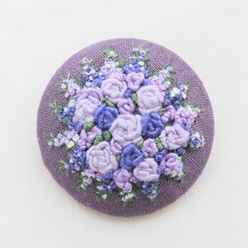 紫色のバラ 刺繍ブローチ(大)の画像