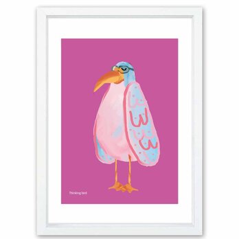 考える鳥　鳥　送料無料 　イラスト　A4〜A0　ポスター　アートポスター　アートsei検索新着順　3531の画像