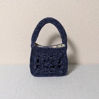 ✳ワンハンドルのミニバッグネイビーシルバー✳の画像
