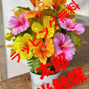 光触媒　人工観葉植物　ウォールグリーン　フェイクグリーン　３色ハイビスカス51の画像