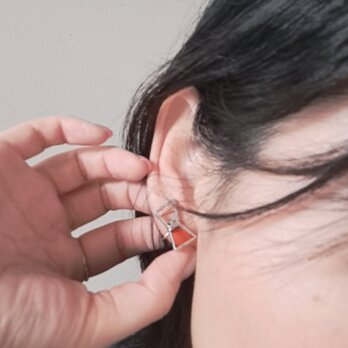 petit ribbon earring/ summer orangeの画像