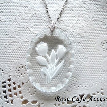 （1405）超レアアイテム✨ドイツ製インタリオ✨ビッグサイズ/tulip flower40×30mm。・。・(^^♪の画像