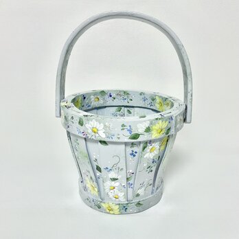 ソフトライラック色の、デイジーと野の花の小物入れのの画像