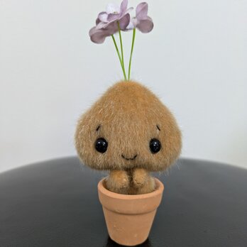ミニチュアドール☆ぬいぐるみ☆ちょこんと植木鉢☆フラワーさん☆パープルの画像